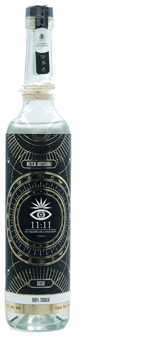 Botella de Mezcal 11:11 Deseo, Tobalá silvestre 100% agave potatorum, presentación 750 ml